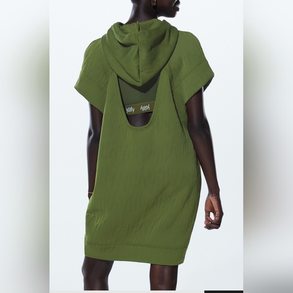 Yitty Major Label Backless Hoodie Dress Size Small Bossy Mossy Green Spellout - Picture 7 of 13
